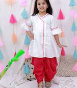 Indowestern angarakha kurti with dhoti  for girls  white