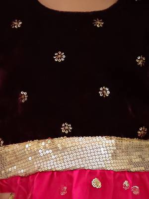 Full sleeves velvet party frock for girls  wine 4