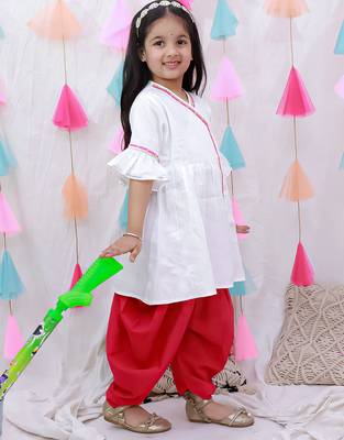 Indowestern angarakha kurti with dhoti  for girls  white 2