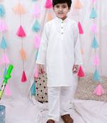 full sleeves  kurta pajama set for boys  white