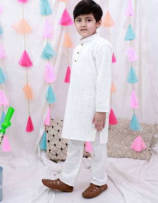 full sleeves  kurta pajama set for boys  white 2