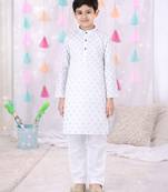 full sleeves  kurta pajama set for boys  white