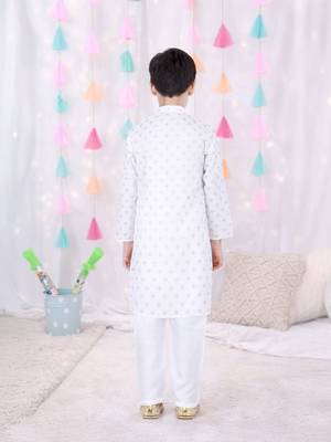 full sleeves  kurta pajama set for boys  white 2