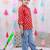 Full sleeves bandhni short kurta for boys  red