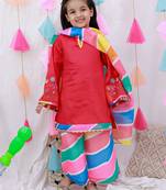 Quater sleeves suit salwar with dupatta for girls Red