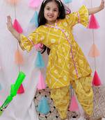 Indowestern angarakha kurti with dhoti  for girls  mustard