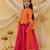 Short sleevesjacquard peplum lehenga choli with dupatta set for girls  orange