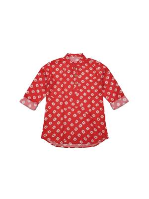Fullsleeves bandhni short kurta for infant boys  red 2
