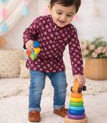Fullsleeves bandhni short kurta for infant boys  purple