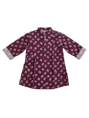 Fullsleeves bandhni short kurta for infant boys  purple 2