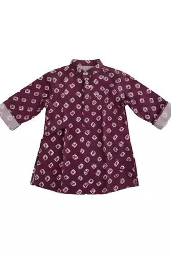 Fullsleeves bandhni short kurta for infant boys  purple