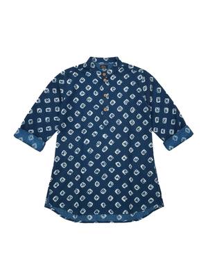 Fullsleeves bandhni short kurta for infant boys blue 2