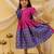 Short sleeves jacquard party dress for girls  blue