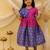 Short sleeves jacquard party dress for girls  blue