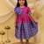 Short sleeves jacquard party dress for girls  blue