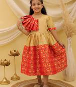 Short sleeves jacquard party dress for girls  red