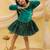 Full sleeves velvet party dress for girls  green