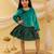 Full sleeves velvet party dress for girls  green