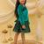 Full sleeves velvet party dress for girls  green