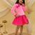 Full sleeves velvet party dress for girls pink