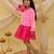 Full sleeves velvet party dress for girls pink