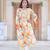 Yash gallery women's cotton slub floral print calf length mandarin collar straight kurta with pant (multi)