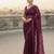 Wine  color sequence zig zag pattern all over work Georgette silk saree 