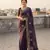 Lavender color Sequences thread coding embroiedry work Georgette Silk Saree