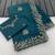 Teal color Sequences thread coding embroiedry work Georgette Silk Saree