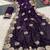 Purple color embroidery work and multi Thread work with arco cut work vichitra Saree