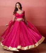 Rani Organza Handwork Gotapatti Lehenga Set with Handwork Blouse & Dupatta