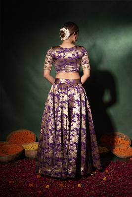 Purple Jacquard Gotapatti Lehenga Set 3