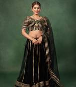 Bottle Green Velvet Gotapatti Lehenga Set