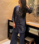 Blue azure bloom kurta set