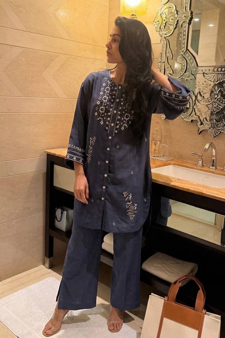 Blue azure bloom kurta set