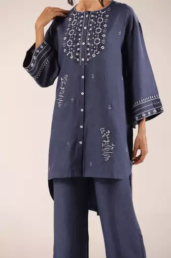 Blue azure bloom kurta set