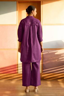 Plum purple linen blend coord set 2