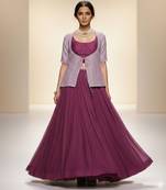 Purple chiffon indo western co ord set