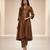 Brown embroidered chanderi anarkali kurta set