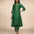 Green embroidered chanderi anarkali kurta set