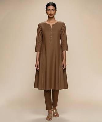 Brown chanderi kurta set 1