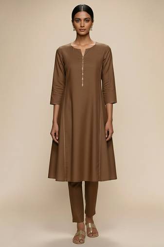 Brown chanderi kurta set