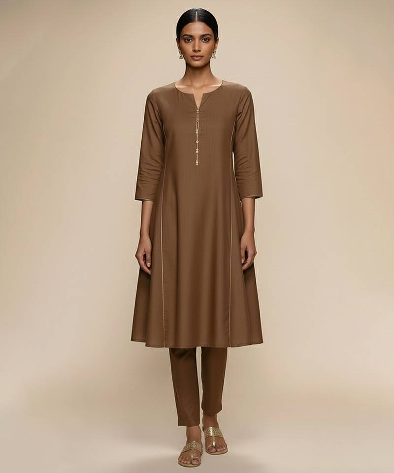 Brown chanderi kurta set