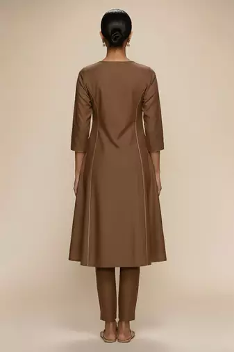 Brown chanderi kurta set