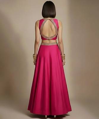 Pink embroidered silk co ord set 2