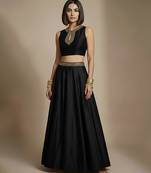 Black embroidered silk co ord set