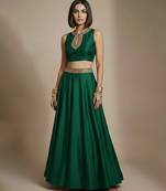 Emerald green embroidered silk co ord set