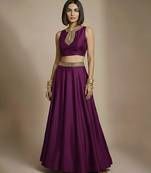 Purple embroidered silk co ord set