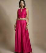Hot pink embroidered silk co ord set