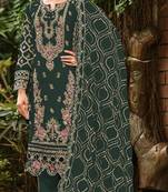 green faux georgette suit with embroidery & sequin work